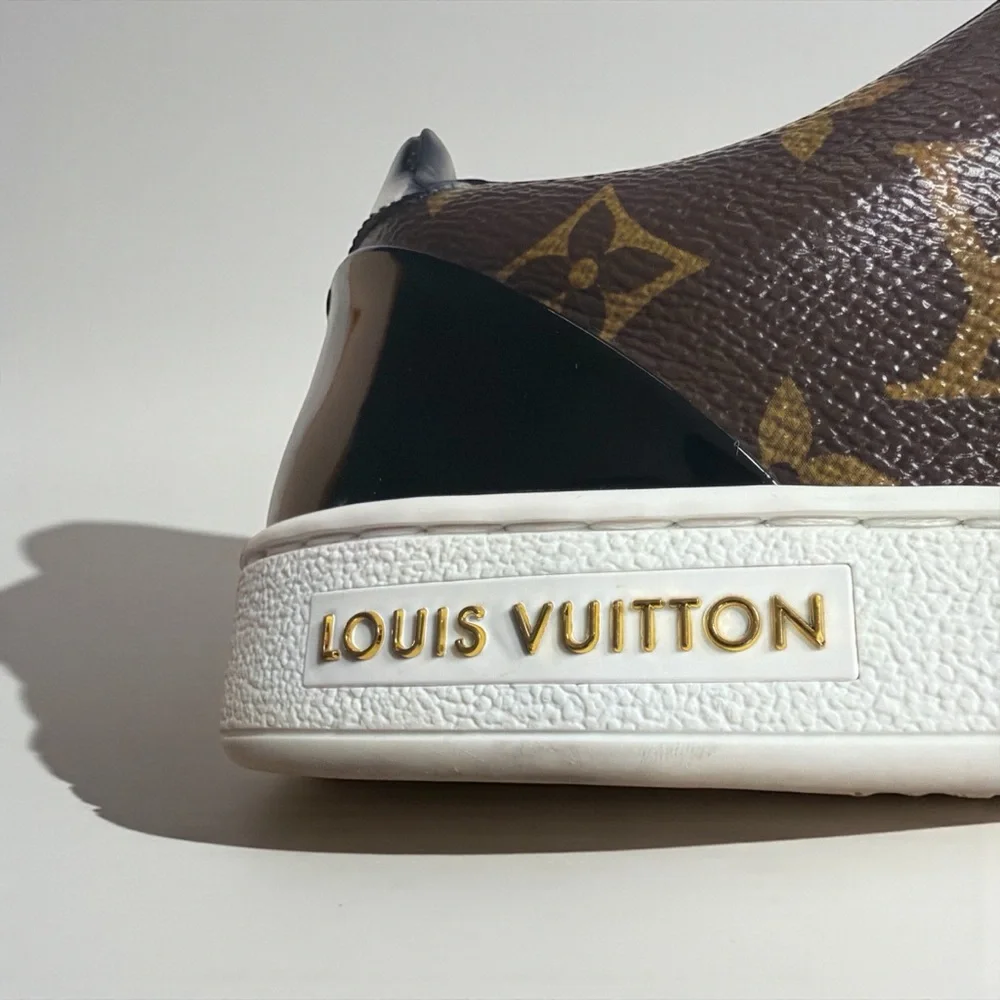 Louis Vuitton Brown and Gold Monogram Sneakers - Picture 5 of 10